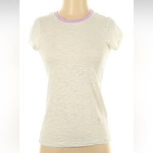 Goldie Cream Tee with Purple Trim